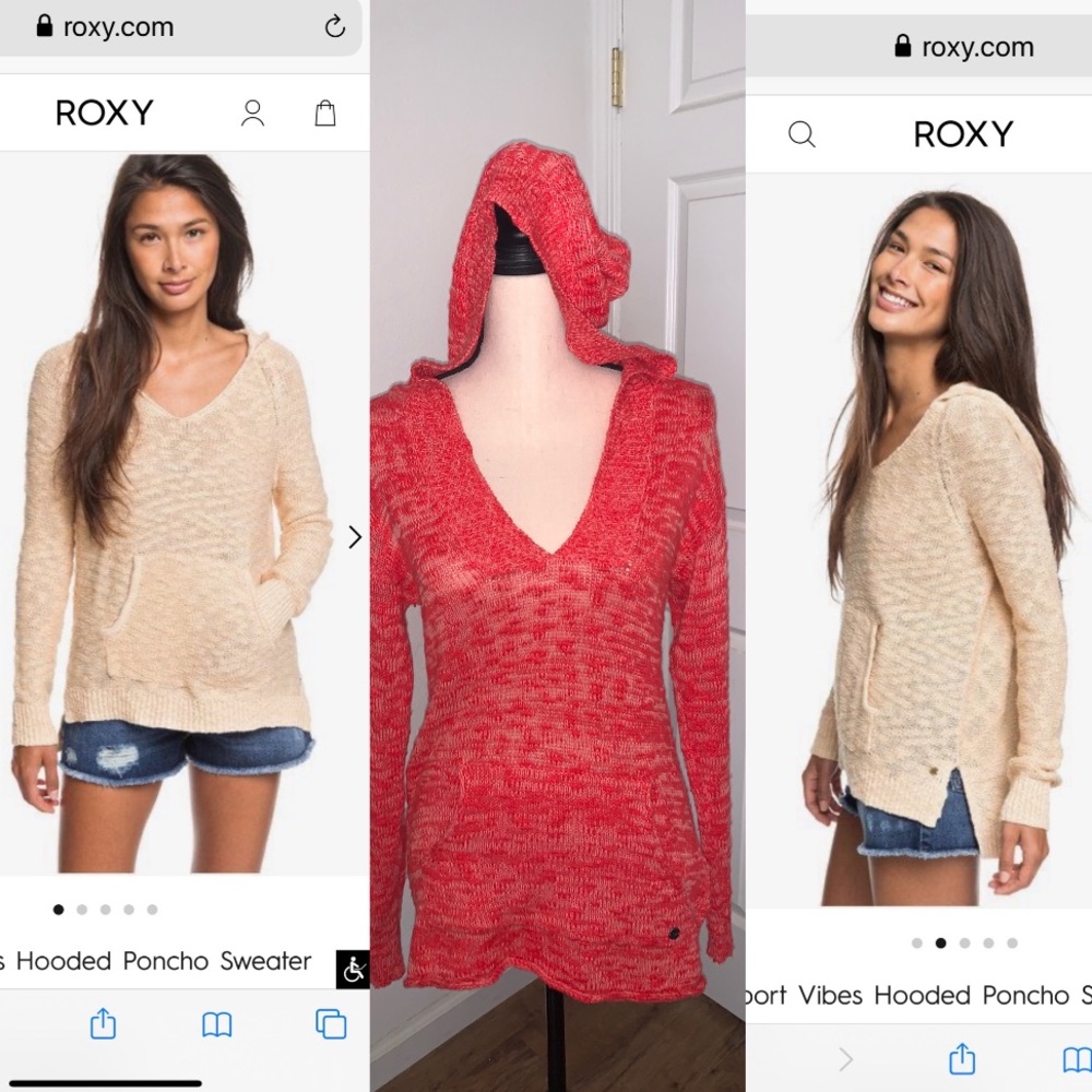 Roxy • hooded poncho • Coral